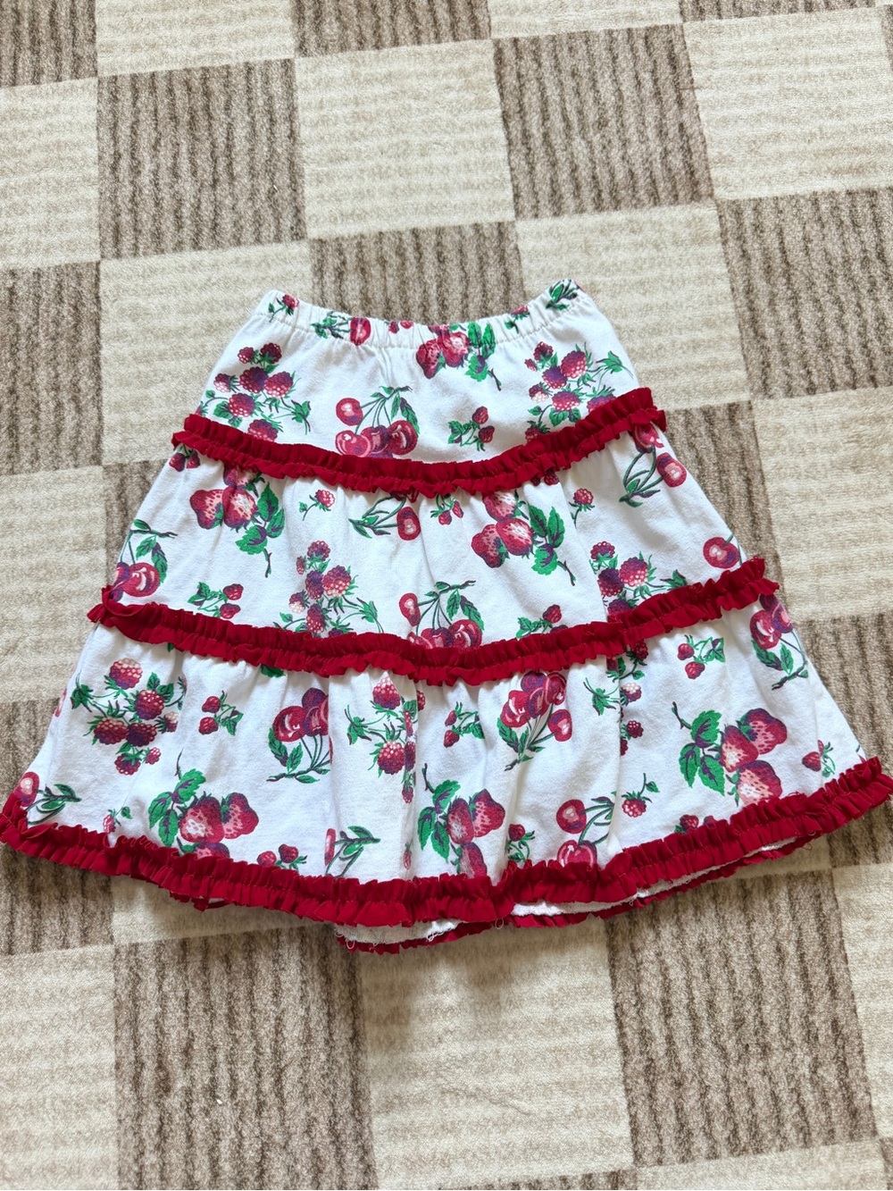 Vintage Fruit Skirt Girl’s 4T Strawberry Cherry Ruffle Vtg